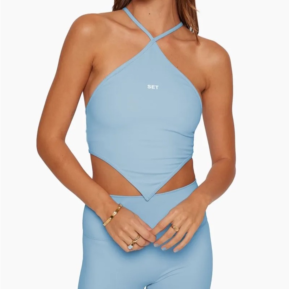 SET ACTIVE | SPORTBODY® HALTER CROSS BRA, LEGGINGS + BIKE SHORTS - DREAM | S